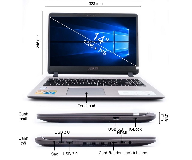Laptop giá rẻ Asus X407MA-BV043T (N4000)